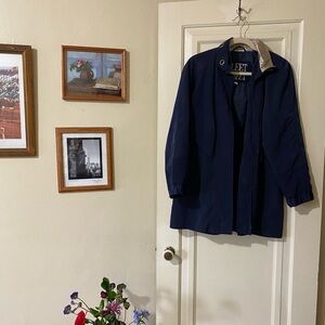 Classic Navy Trench Coat with Stand Collar